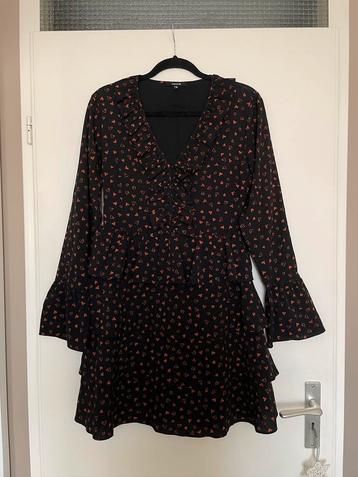 nikkie plessen zwarte ruffle kerst jurk dress hartjes mt 36 beschikbaar voor biedingen