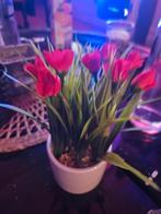 Kunstbloemen in pot - Rode Tulpen, Ophalen of Verzenden, Zo goed als nieuw, Binnen