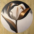 Muurcirkel bloem goud - Forex 60x60 cm, Nieuw, Ophalen of Verzenden, Print, Info@demuurdecoratie.nl