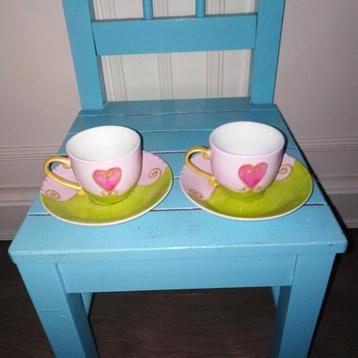 2 Kop en schotels hart roze, goud, groen Maisons Du Monde beschikbaar voor biedingen