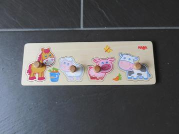 Houten knopjespuzzel 4 stukjes met grove knoppen, HABA.  beschikbaar voor biedingen