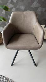 3 lederen eettafel stoelen Sem kleur taupe, Huis en Inrichting, Stoelen, Ophalen, Overige kleuren, Drie, Leer