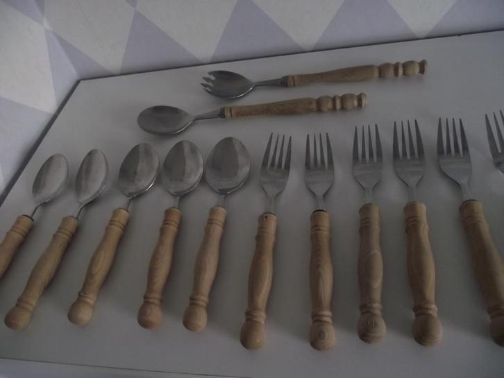 21 stuks vintage WMF houten bestek BISTRO 1960-1970 ook p st, Antiek en Kunst, Antiek | Bestek, Ophalen of Verzenden