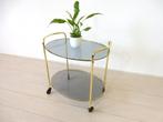 vintage bijzettafel jaren 70 serveerwagen trolly goud kleur, Ophalen of Verzenden, Huis en Inrichting