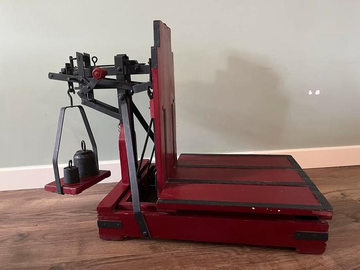 Antieke Bascule Weegschaal met Gewichten, Antiek en Kunst, Antiek | Gereedschap en Instrumenten, Ophalen