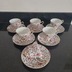 6 Chique barok kop en schotels vol rose roosjes, Verzenden