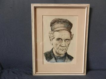 Ingekleurde litho Katwijker Visser door Gerard van Berkel beschikbaar voor biedingen