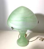 Groen glazen paddenstoel lamp, Huis en Inrichting, Lampen | Tafellampen, Ophalen, Zo goed als nieuw, Glas, Minder dan 50 cm