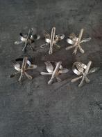 6 Verzilverde (?) Servetringen., Ophalen of Verzenden, Gebruikt, Zilver, Los bestek