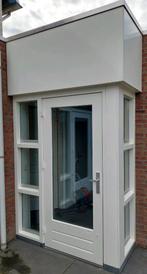Hardhouten (hoek)pui met loopdeur B x H: 172 x 220cm, Ophalen, Zo goed als nieuw, 150 tot 225 cm, Inclusief glas