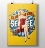 Garage Service Retro Pin Up mancave Poster 50x70cm, Verzenden, Nieuw, Auto's