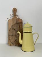 Emaille koffiekan met filter - 4 delig / geel, Ophalen of Verzenden
