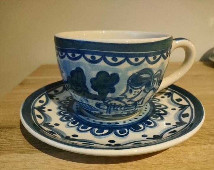 Servies Blond Amsterdam, Delfts blauw, kop en schotel, Huis en Inrichting, Keuken | Servies, Zo goed als nieuw, Overige typen