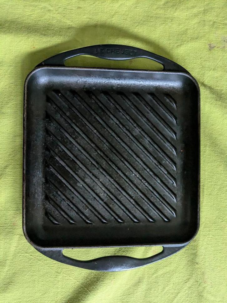 Zwarte gietijzeren grillpan Le Creuset, Huis en Inrichting, Keuken | Potten en Pannen, Zo goed als nieuw, Koekenpan of Braadpan
