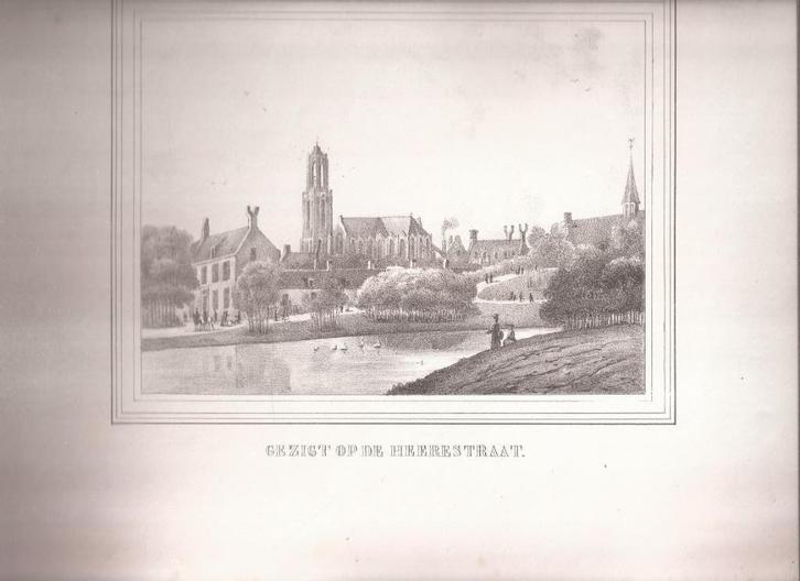 Utrecht Gezigt op de Heerestraat Litho 1831, Antiek en Kunst, Kunst | Etsen en Gravures, Ophalen of Verzenden