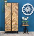 Wand / buffetkast met 4 lades Mango-Excellent visgraat., 200 cm of meer, Nieuw, 3 of 4 laden, Metaal