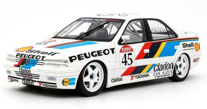 Peugeot 405 MI16 BTCC White #45 R. Gravett '92, Hobby en Vrije tijd, Modelauto's | 1:18, Nieuw, Auto, OttOMobile, Ophalen of Verzenden