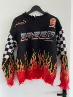 Trui met vlammen en race-motief - Shein maat S, Kleding | Dames, Ophalen, Zwart, Maat 36 (S), Gedragen