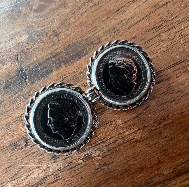Zilveren Broche met Nederlandse Kwartjes 1948, Sieraden, Tassen en Uiterlijk, Broches, Gebruikt, Zilver, 4 tot 7 cm, Ophalen of Verzenden