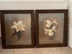 Schilderij met grote bloem 2 stuks, Huis en Inrichting, Woonaccessoires | Schilderijen, Tekeningen en Foto's, Ophalen, 50 tot 75 cm
