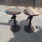 Industriele bijzettafeltjes., Huis en Inrichting, Ophalen, Overige materialen, Minder dan 55 cm, Gebruikt