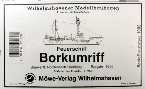 (79) Bouwplaat lichtschip Borkumriff  1/250, Hobby en Vrije tijd, Modelbouw | Boten en Schepen, Zo goed als nieuw, 1:200 of kleiner