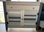 Sloophouten kastje, blauw/grijs, Huis en Inrichting, Kasten | Dressoirs, Ophalen, Met deur(en), 50 tot 100 cm, Zo goed als nieuw