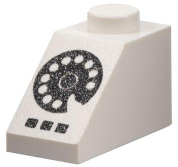 Lego White Slope 45 2 x 1 with Black Rotary Phone Dial and  beschikbaar voor biedingen