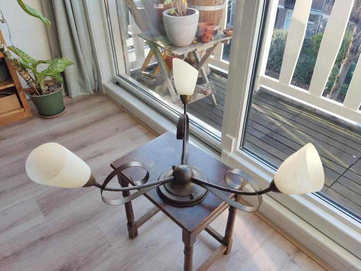 LAM Export Italiaanse plafondlamp van staal & glas, Huis en Inrichting, Lampen | Hanglampen, Gebruikt, Minder dan 50 cm, Glas