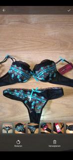 Nieuw setje lingerie Kiss Me 70A en string S, Ophalen of Verzenden, Zwart