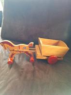 Antiek houten paard met kar, Ophalen of Verzenden