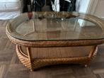 Salon tafel rotan (riet) met glasplaat, Huis en Inrichting, Tafels | Salontafels, Ophalen, 50 tot 100 cm, Zo goed als nieuw, Minder dan 50 cm