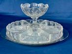 VERDEELSCHAAL - VAKKENSCHAAL 9 dlg WAAIERGESLEPEN KRISTAL, Antiek en Kunst, Antiek | Glas en Kristal, Verzenden