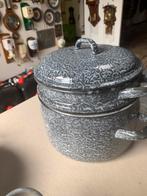 Grijs gewolkte stoompan, Antiek en Kunst, Antiek | Emaille, Ophalen of Verzenden