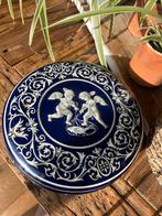 Vintage blauwe koektrommel met engeltjes, Antiek en Kunst, Ophalen of Verzenden