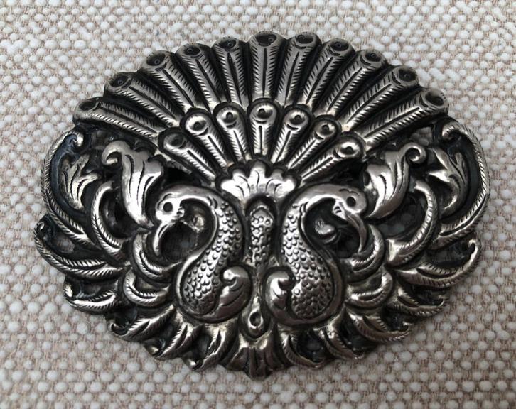 Djokja zilver Broche - Art deco Jaren 20/30, Sieraden, Tassen en Uiterlijk, Antieke sieraden, Broche, Zilver, Ophalen of Verzenden