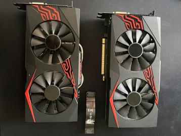 2x ASUS Geforce GTX 1070 Expedition 8GB OC + SLI Kabeltje beschikbaar voor biedingen