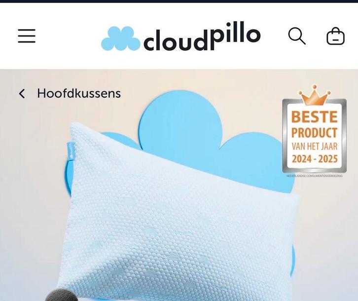 Cloudpillo Kussen - Nieuw in doos, Huis en Inrichting, Slaapkamer | Beddengoed, Nieuw, Kussen, Overige maten, Wit, Ophalen