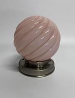 Zachtroze vintage Art Deco Thabur ‘Swirl’ lamp roze, Ophalen of Verzenden, Zo goed als nieuw, Glas, Art Deco