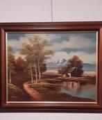 Groot klassiek schilderij van 75 x 60 cm - mahonie lijst., Antiek en Kunst, Ophalen