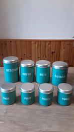 EMAILLE MINTGROENE BUSSENSET MET KRUIDENBUSJES., Antiek en Kunst, Antiek | Emaille, Ophalen of Verzenden