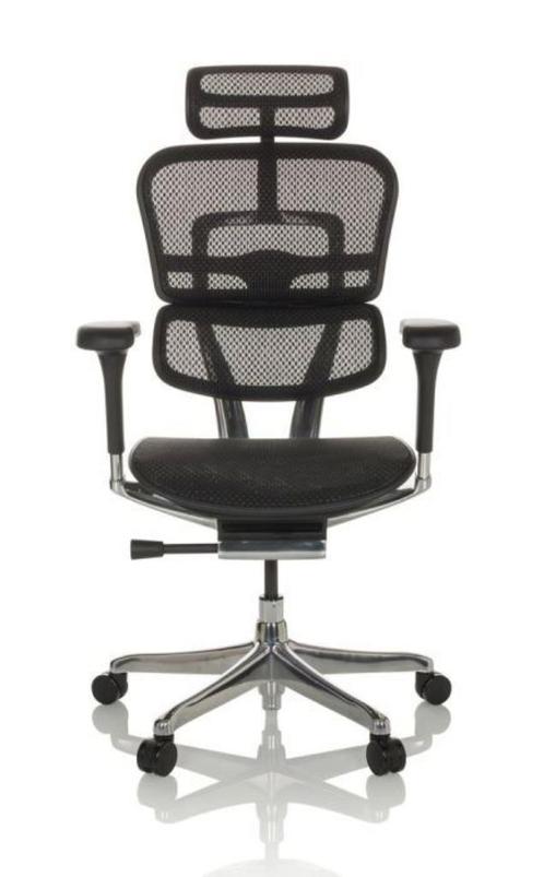 NEW ERGOHUMAN Ergonomische Bureaustoel Rug Mesh/Zitting Leer, Huis en Inrichting, Bureaustoelen, Nieuw, Bureaustoel, Zwart, Ergonomisch