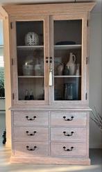 Whitewash Eikenhouten Vitrinekast Flamant, Ophalen