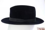 mooie Vintage Gleufhoed zwartblauw fluweel 55 = S tot XS, Ophalen of Verzenden, Heren