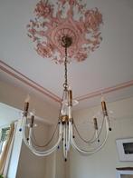 Kroonluchter Italiaans glas. 6 armen, gekleurde balletjes, Huis en Inrichting, Lampen | Kroonluchters, Ophalen, Gebruikt, Glas