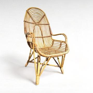 Vintage design rotan fauteuil , Rohé Noordwolde, 1960s beschikbaar voor biedingen
