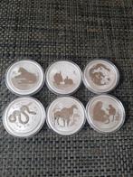 6 STUKS 2 oz ZILVER LUNAR II., Ophalen of Verzenden, Zilver