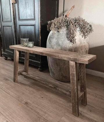 ~Stoer Sober Landelijk Houten Bankje~ beschikbaar voor biedingen