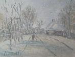 Louis Apol " Winterscene " gouache op papier, Verzenden