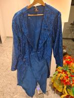 Blauwe pailletten jas - Maat xl, Carnaval, Onbekend, Maat 56/58 (XL), Ophalen of Verzenden